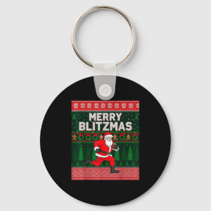 Christmas Merry Blitzmas Santa Football Ugly Sweat Key Ring