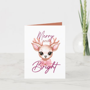Christmas Merry Bright add message reindeer Holiday Card