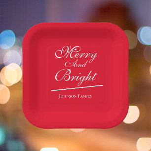 Christmas Merry & Bright Personalised Family Chic  Paper Plate
