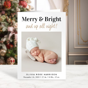 Christmas Merry Bright Photo Holiday Birth Announcement