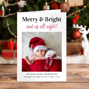 Christmas Merry Bright Photo Holiday Birth Announcement