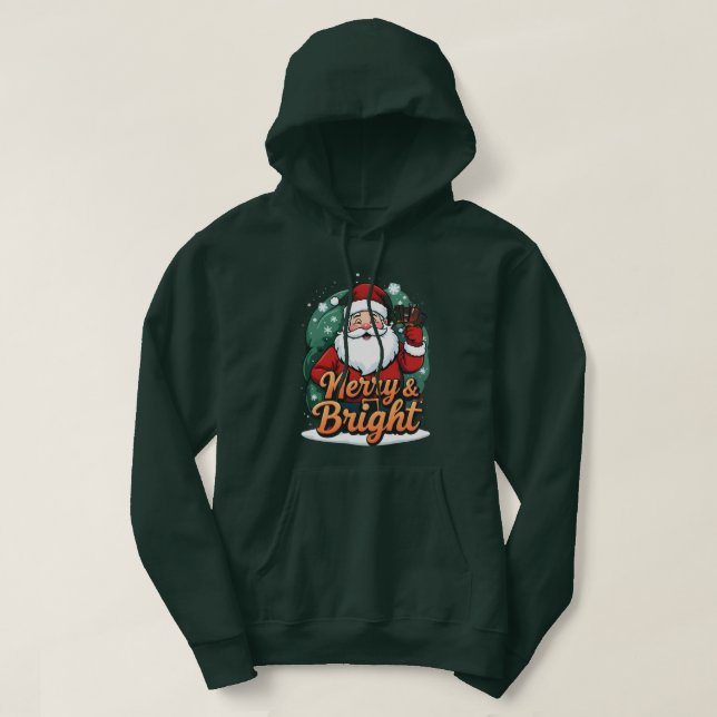 Christmas – “Merry & Bright Santa” Hoodie (Design Front)