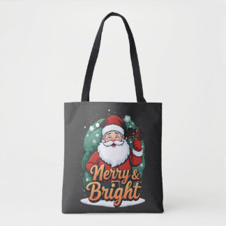 Christmas – “Merry & Bright Santa” Tote Bag