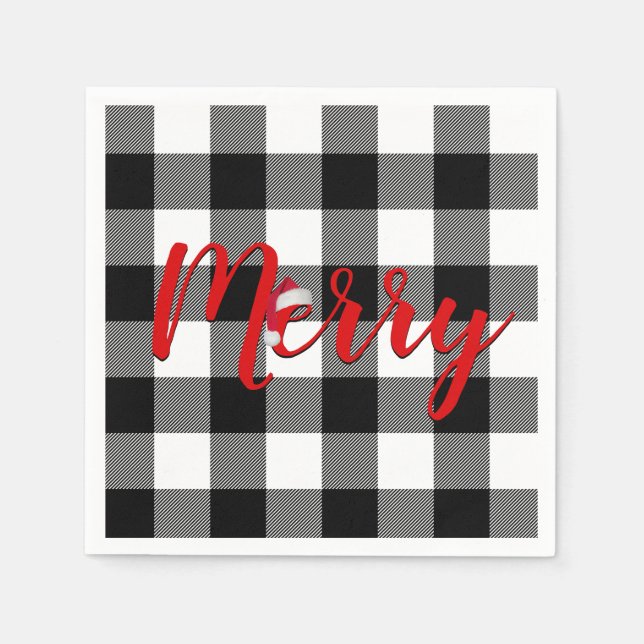 Christmas Merry Buffalo Plaid   Napkin (Front)