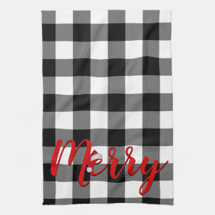 Christmas Merry Buffalo Plaid   Tea Towel