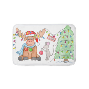 Christmas - Merry Christ-Moose! Bath Mat