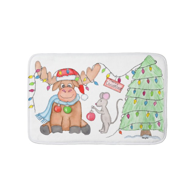 Christmas - Merry Christ-Moose! Bath Mat (Front)