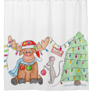 Christmas - Merry Christ-Moose! Shower Curtain