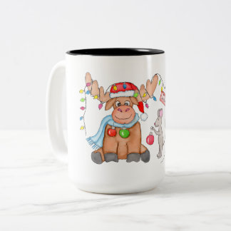 Christmas - Merry Christ-Moose! Two-Tone Coffee Mug