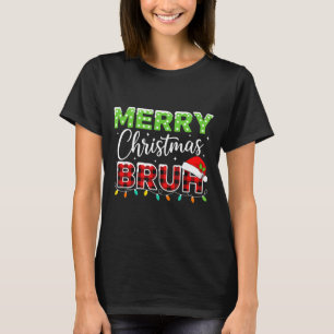 Christmas Merry Christmas Bruh Buffalo Plaid Santa T-Shirt