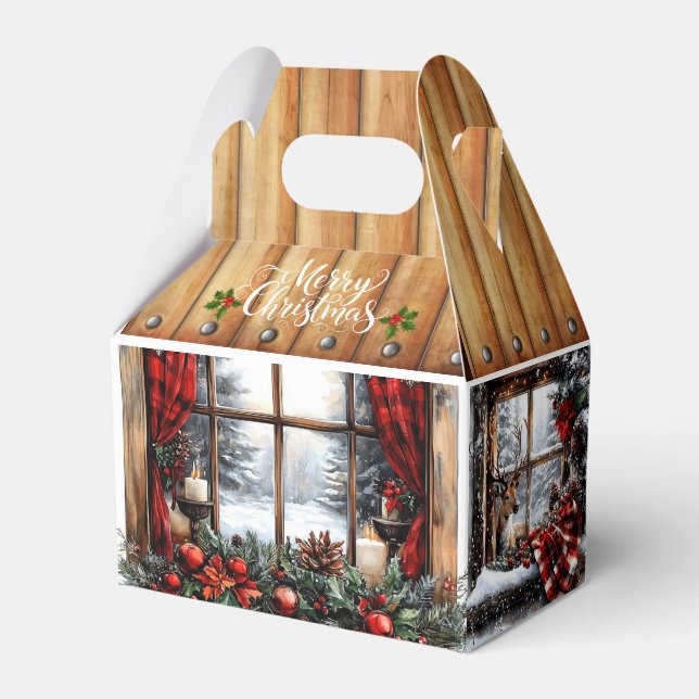 Christmas Merry Christmas Country Cabin Favour Box (Front Side)