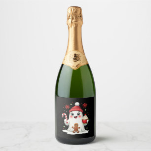 Christmas Merry Christmas For Gift Christmas Ghost Sparkling Wine Label