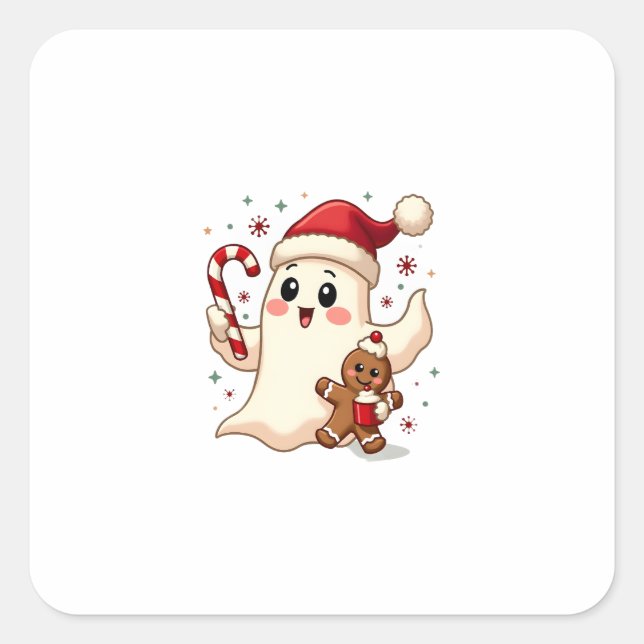 Christmas Merry Christmas For Gift Christmas Ghost Square Sticker (Front)