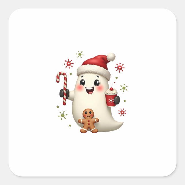 Christmas Merry Christmas For Gift Christmas Ghost Square Sticker (Front)