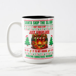 Christmas Merry Christmas For Gift Fireplace Two-Tone Coffee Mug