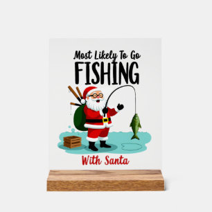 Christmas Merry Christmas For Gift Fishing Santa ( Acrylic Sign