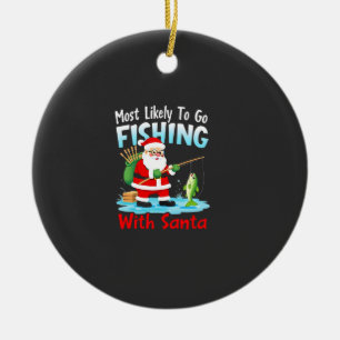 Christmas Merry Christmas For Gift Fishing Santa ( Ceramic Ornament