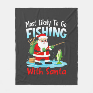 Christmas Merry Christmas For Gift Fishing Santa ( Fleece Blanket