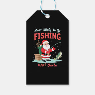 Christmas Merry Christmas For Gift Fishing Santa ( Gift Tags