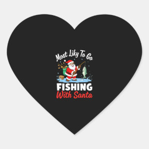 Christmas Merry Christmas For Gift Fishing Santa ( Heart Sticker