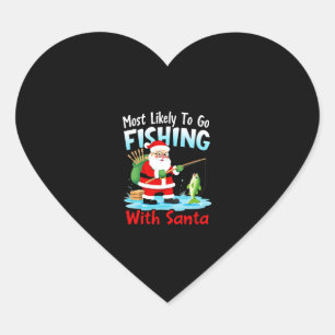 Christmas Merry Christmas For Gift Fishing Santa ( Heart Sticker