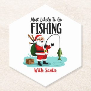 Christmas Merry Christmas For Gift Fishing Santa ( Paper Coaster