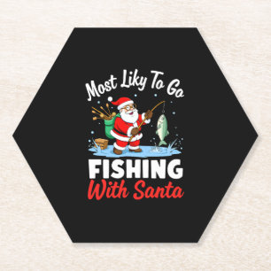 Christmas Merry Christmas For Gift Fishing Santa ( Paper Coaster