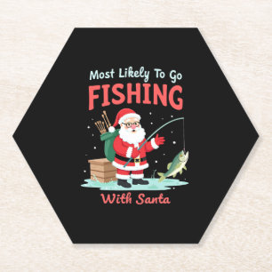 Christmas Merry Christmas For Gift Fishing Santa ( Paper Coaster