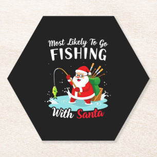 Christmas Merry Christmas For Gift Fishing Santa Paper Coaster