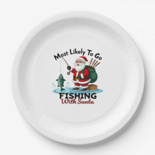 Christmas Merry Christmas For Gift Fishing Santa ( Paper Plate