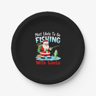 Christmas Merry Christmas For Gift Fishing Santa ( Paper Plate
