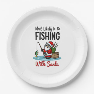 Christmas Merry Christmas For Gift Fishing Santa ( Paper Plate