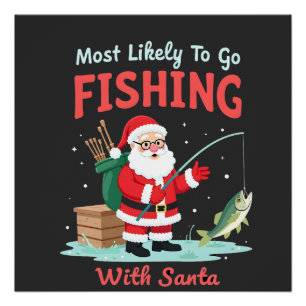 Christmas Merry Christmas For Gift Fishing Santa ( Poster
