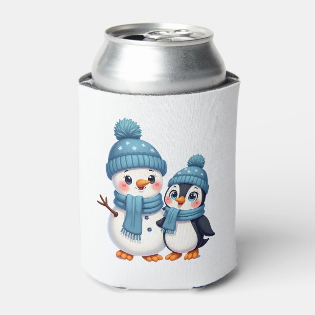 Christmas Merry Christmas For Gift Penguin Snowman Can Cooler (Can Front)