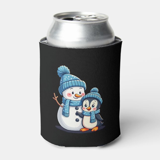 Christmas Merry Christmas For Gift Penguin Snowman Can Cooler (Can Front)
