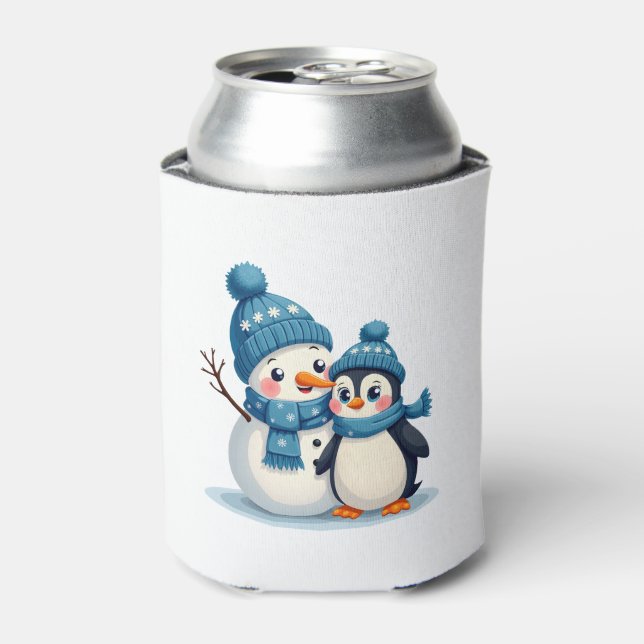 Christmas Merry Christmas For Gift Penguin Snowman Can Cooler (Can Front)