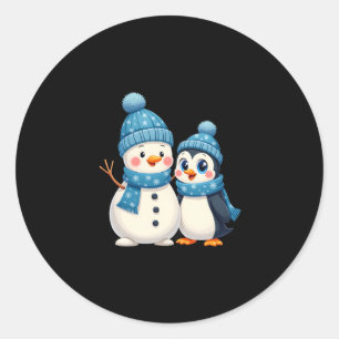 Christmas Merry Christmas For Gift Penguin Snowman Classic Round Sticker