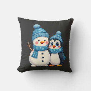 Christmas Merry Christmas For Gift Penguin Snowman Cushion