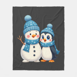 Christmas Merry Christmas For Gift Penguin Snowman Fleece Blanket