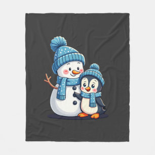 Christmas Merry Christmas For Gift Penguin Snowman Fleece Blanket