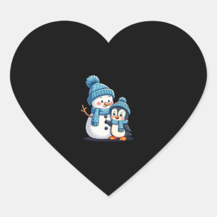 Christmas Merry Christmas For Gift Penguin Snowman Heart Sticker