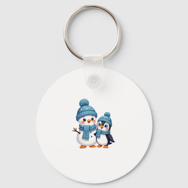Christmas Merry Christmas For Gift Penguin Snowman Key Ring (Front)