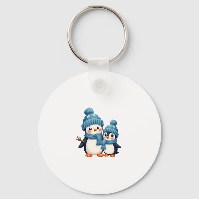 Christmas Merry Christmas For Gift Penguin Snowman Key Ring (Front)