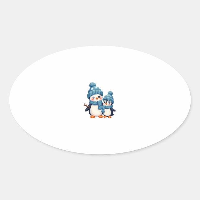 Christmas Merry Christmas For Gift Penguin Snowman Oval Sticker (Front)