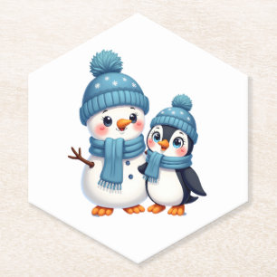 Christmas Merry Christmas For Gift Penguin Snowman Paper Coaster