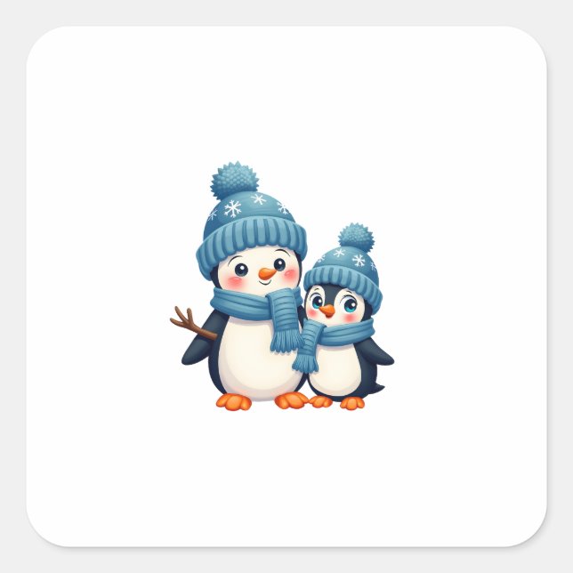 Christmas Merry Christmas For Gift Penguin Snowman Square Sticker (Front)