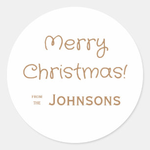Christmas Merry Christmas Minimal beige Classic Round Sticker