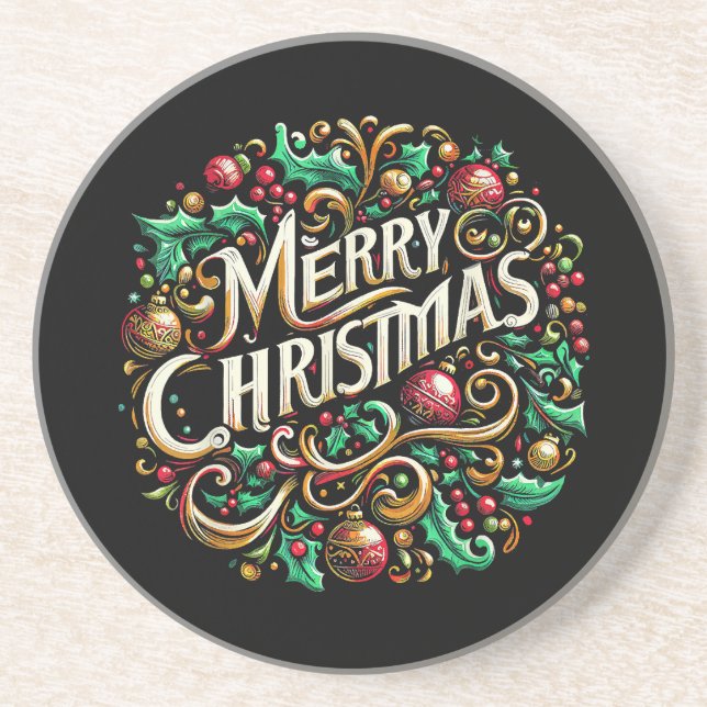 Christmas Merry Christmas Morning Holiday Cute Coaster (Front)