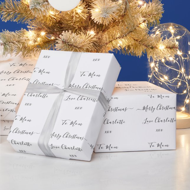 Christmas Merry Christmas Personalised Black White Wrapping Paper (Holidays)