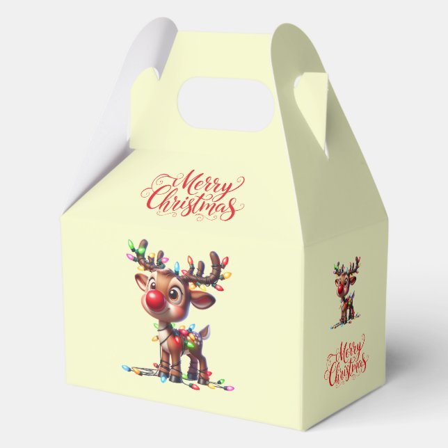 Christmas Merry Christmas Rudolph Favor Gift Box (Front)